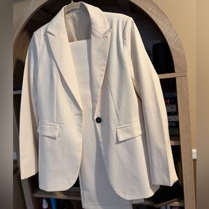 Women's Tailored Cream Blazer - Single-Button Suit Jacket